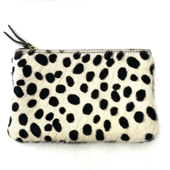 PrimeCut Women's Black Polka Dot Cowhide Mini Clutch Pouch Wallet - Picture 2 of 10